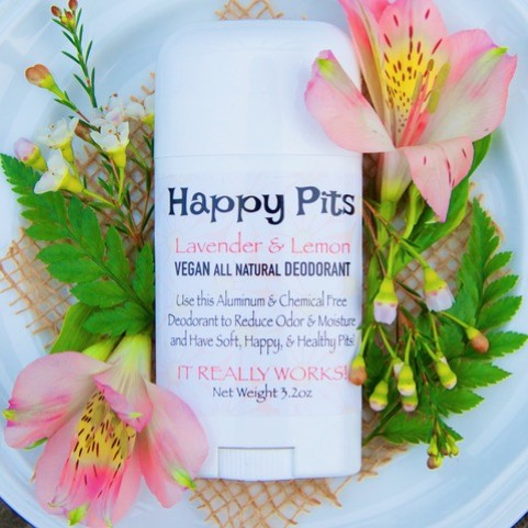 Happy Pits, the natural deodorant Sandy makes by hand and sells through her Etsy shop.